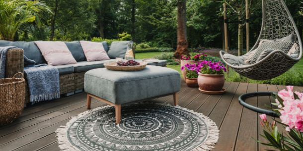 2 seater garden sofa and upholstered foot stool for 5 breezy ways to make a relaxing garden