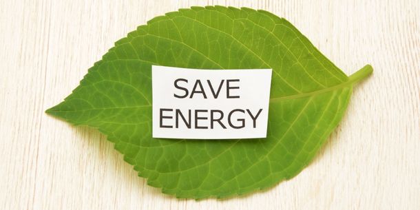 green leaf with save energy sticker for 5 ways to help your home be more energy efficient blog