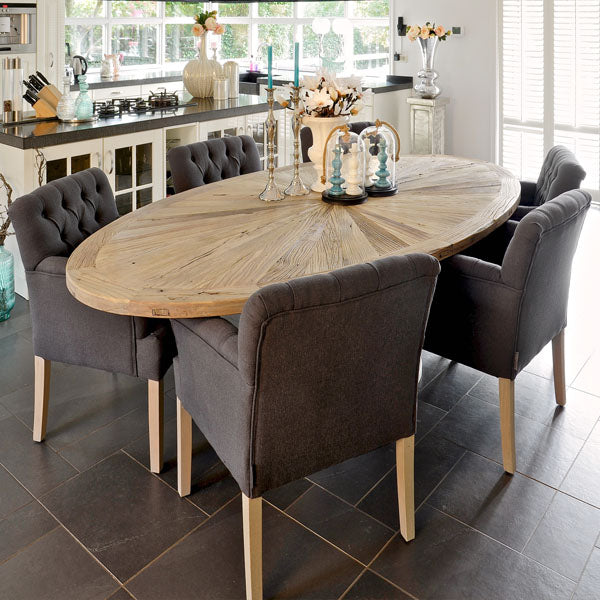 Abbey Oval Reclaimed Wood Dining Table in Kitchen