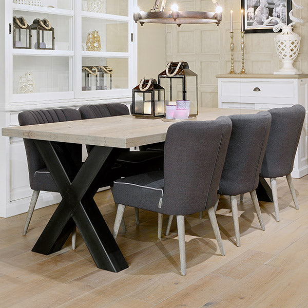 Hoxton Oak Dining Table with Black Steel Legs