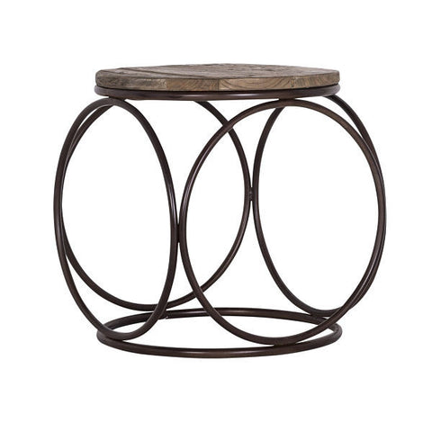 Industrial reclaimed wood round coffee table