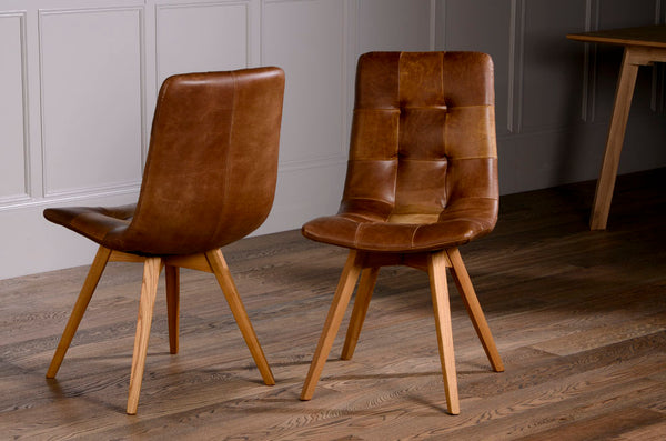 Allegro Brown Cerato Leather Dining Chairs