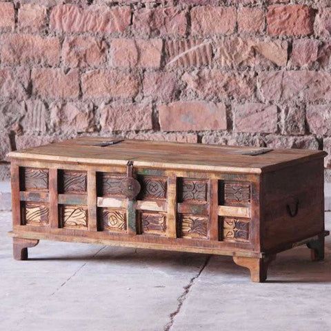Aimee Reclaimed Boat Wood Trunk Coffee Table and Storage