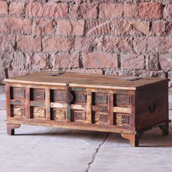 Aimee Reclaimed Wood Trunk Coffee Table with Storage