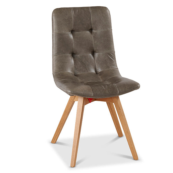 Allegro Leather Dining Chairs with Wooden Legs