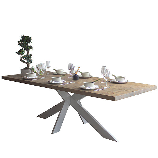 Amalfi Oak Dining Table with White Painted Leg