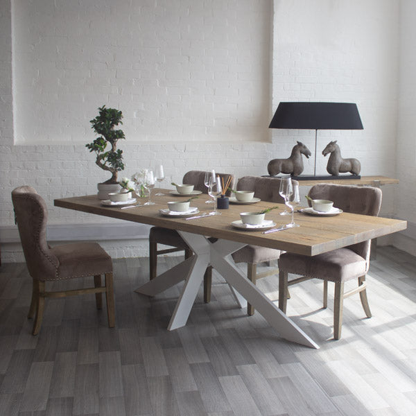 Amalfi Oak Dining Table with White Spider Leg