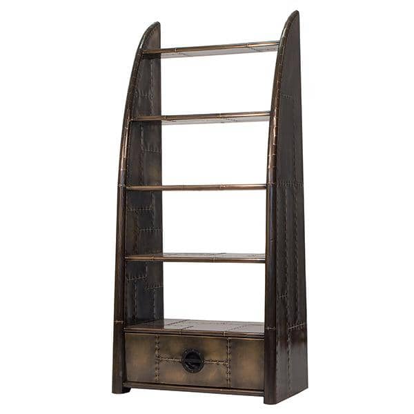 Vintage and aviator style bookcase in brass