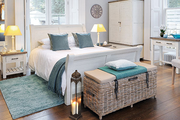 Dorset Reclaimed Wood White Painted Bed