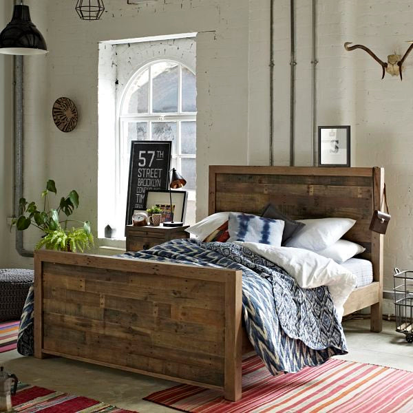 Standford High Reclaimed Wood Bed in Bedroom
