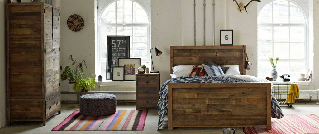 Standford reclaimed wood bed in bedroom