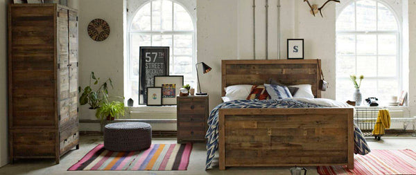 Standford Reclaimed Wood Bed and Wardrobe