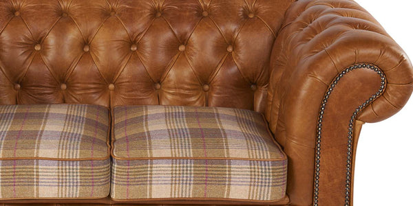 Birley Leather and Harris Tweed Sofa