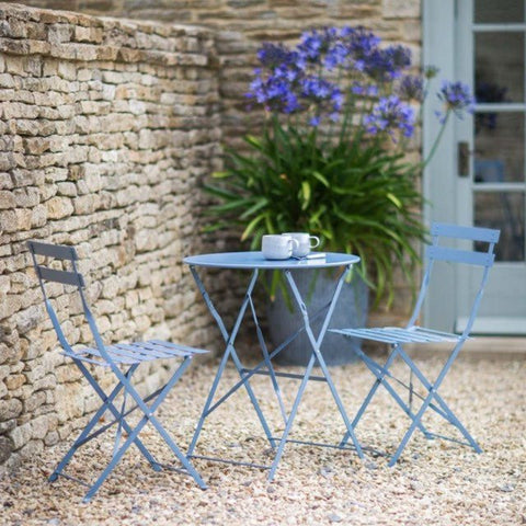 outdoor Small Round Table and 2 Chairs Bistro Set in Blue