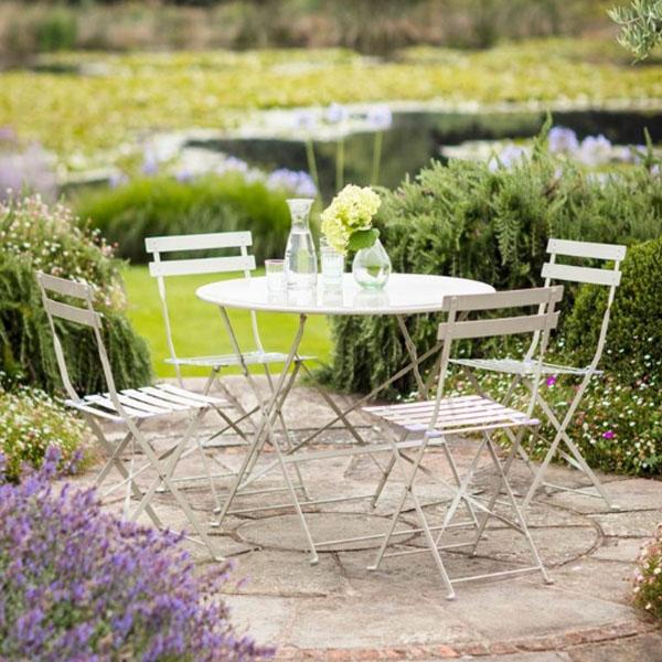 Bistro Set with 4 Chairs and Round Garden Table