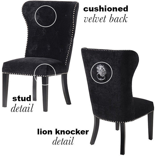 Black Dining Chair With Lion Knocker