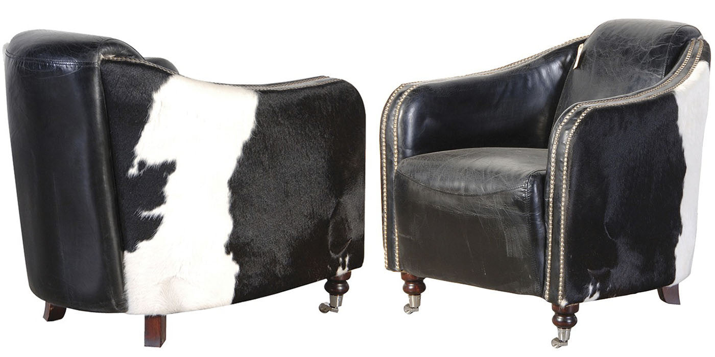 black and white leather armchair for living room