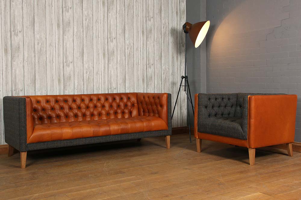Bristol Club Leather Sofa and Armchair