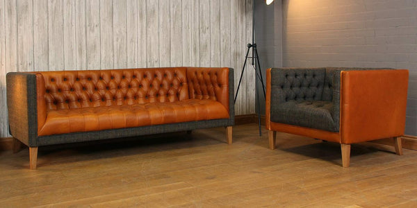 Bristol Leather and Wool Sofa and Armchair