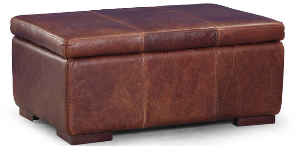 Brown Leather Storage Footstool