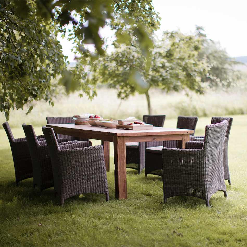 Garden Dining Table and Rattan Dining Chairs