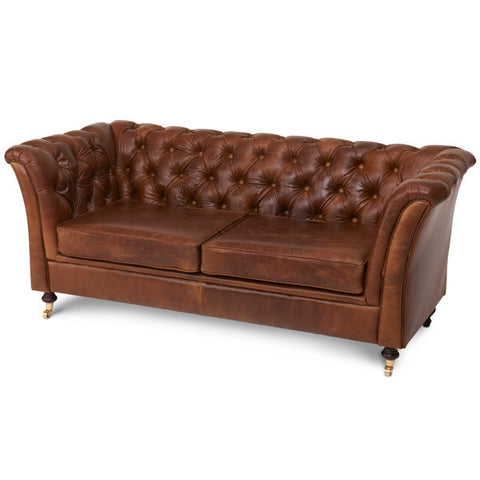 Caesar Brown Leather 2 Seater Chesterfield Sofa for reception
