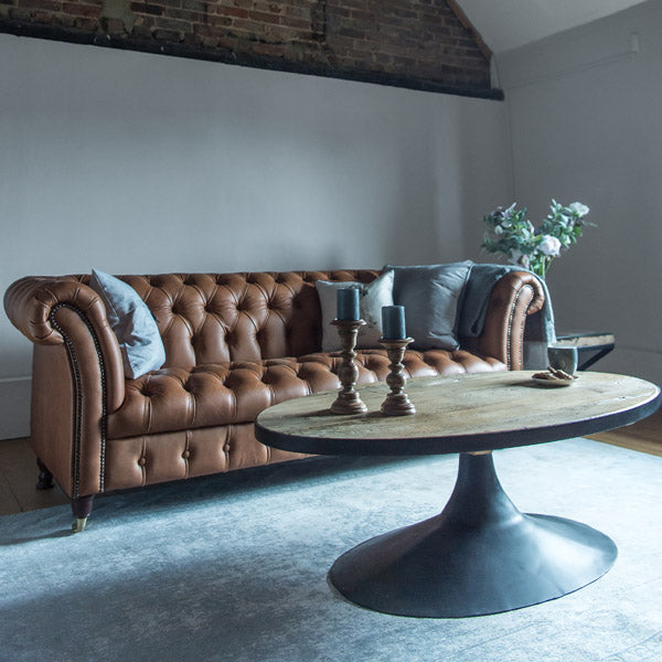 Charlie Leather Chesterfield Sofa and Coffee Table