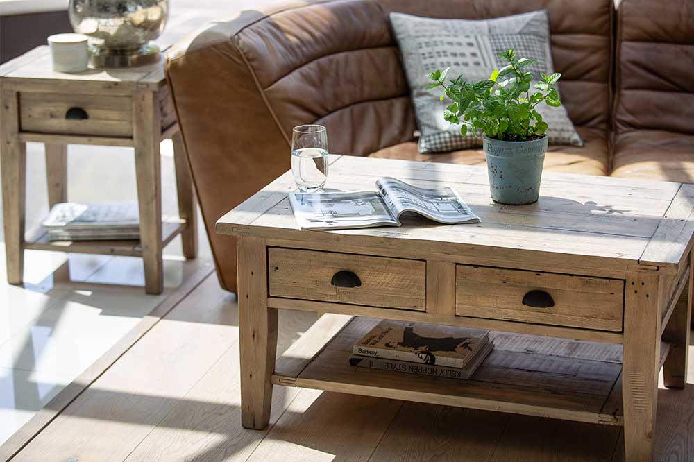 Chelwood Reclaimed Wood Coffee Table and Side Table