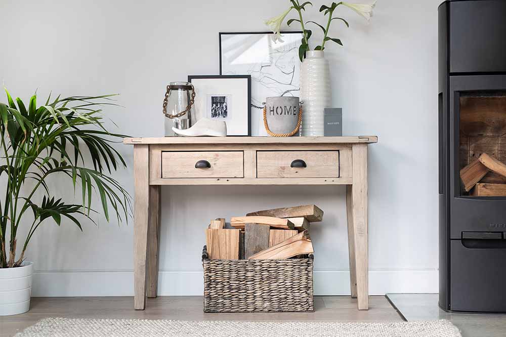 Chelwood Reclaimed Wood Console Table with Drawers