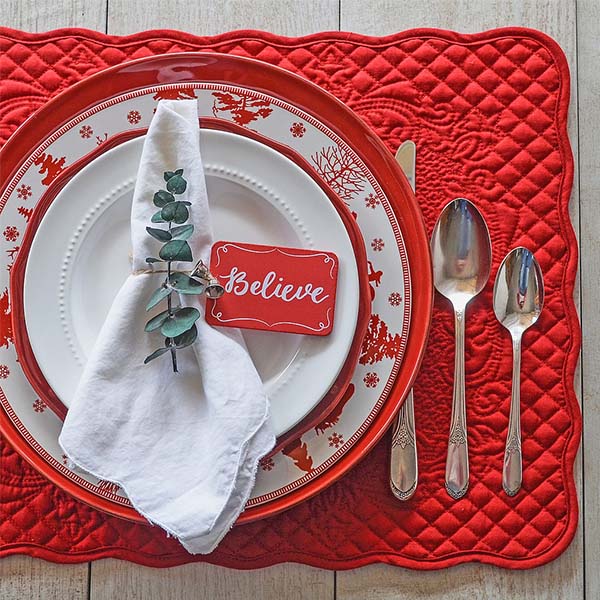 Christmas Table with Red Table Mat
