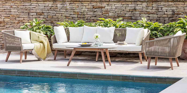 Colwell Sofa Set with Armchairs and Coffee Table in Garden