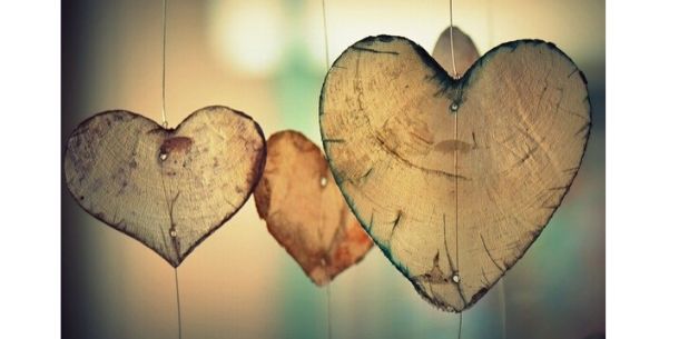 Transparent wooden hanging hearts