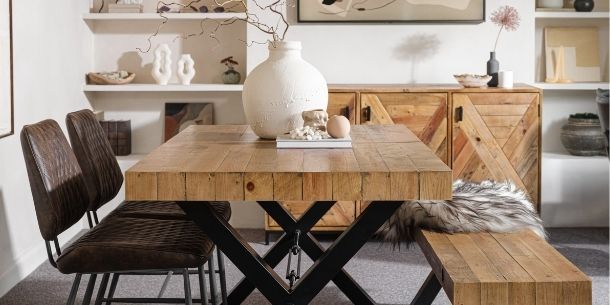 Ironbridge Industrial Reclaimed Wood Extending Dining Table