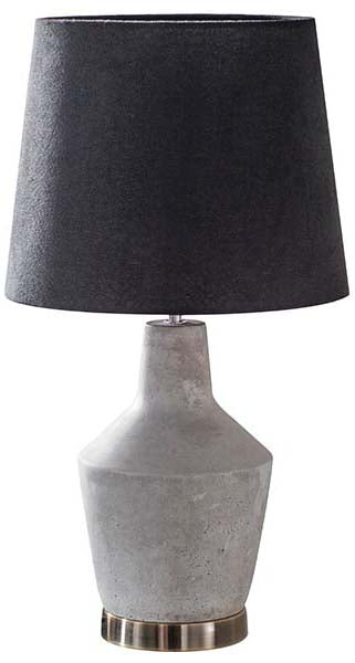 Concrete style table lamp with a black shade