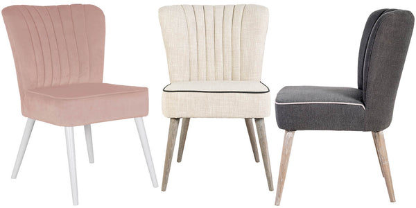 Pink Velvet Dining Chair and Cream Dining Chair and Grey Dining Chair