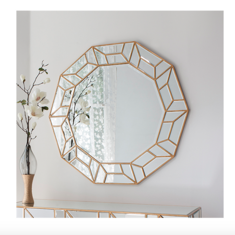 Deco Wall Mirror with brass finished frame