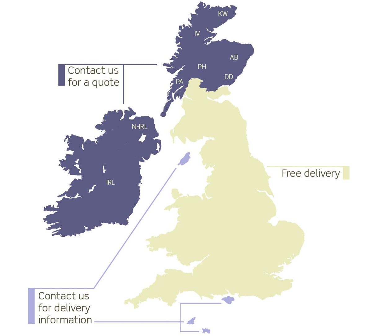Delivery Costs Map at Modish Living