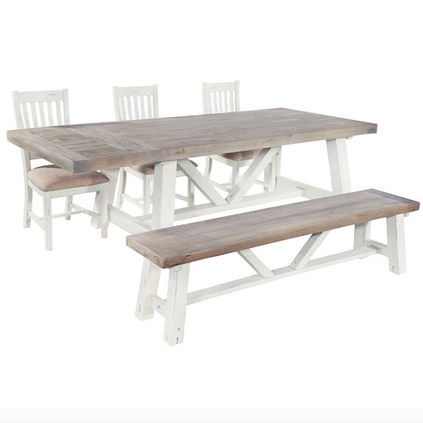 dorset trestle table with dining bench and chairs