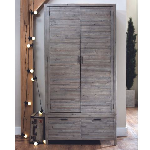 reclaimed wooden wardrobe with bottom drawers