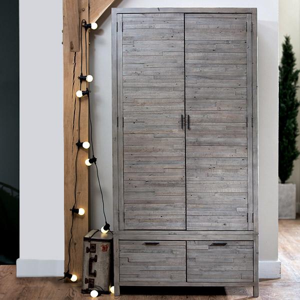 reclaimed wooden wardrobe with drawers