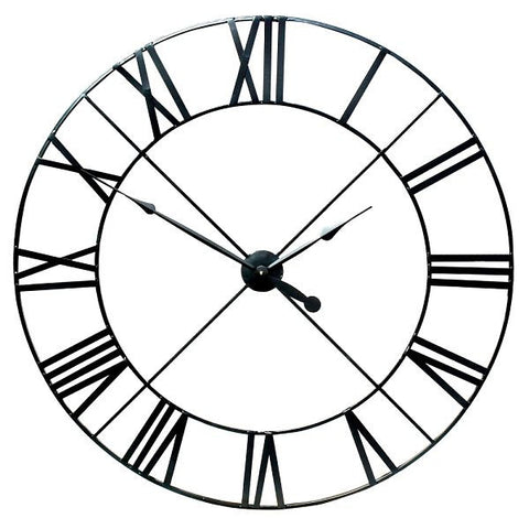 Extra Large Black Metal Wall Clock size 110cm