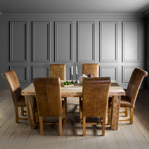 English Beam Reclaimed Wood Dining Table and Chairs