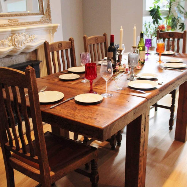 English Beam Reclaimed Wood Dining Table Farmhouse
