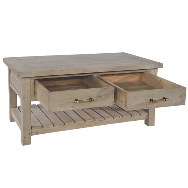 Farringdon Reclaimed Wood Coffee Table with Drawers