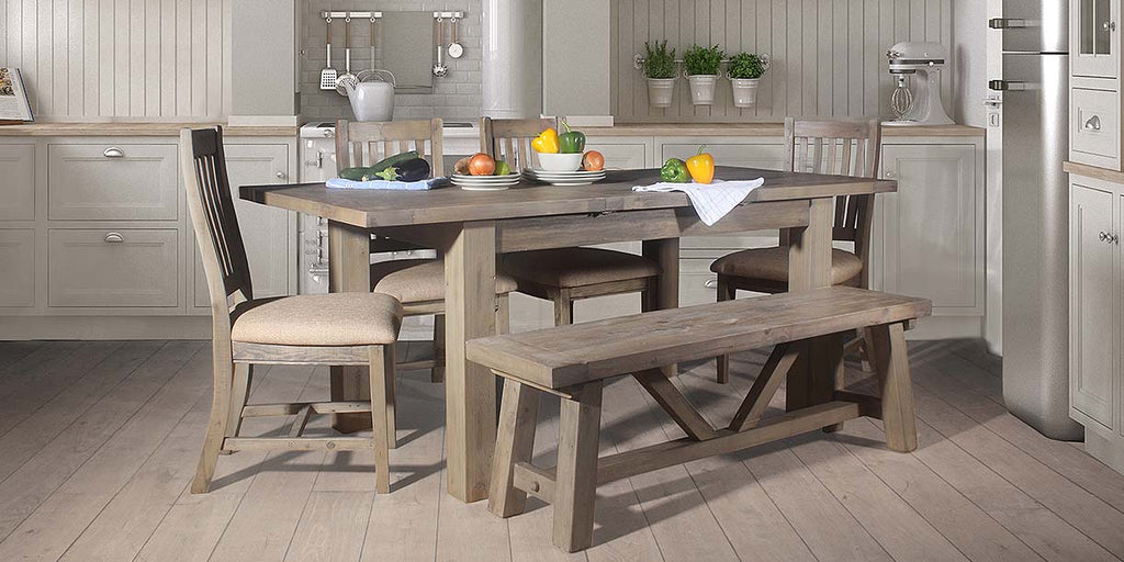 Farringdon Reclaimed Wood Dining Table and Chairs in Kitchen