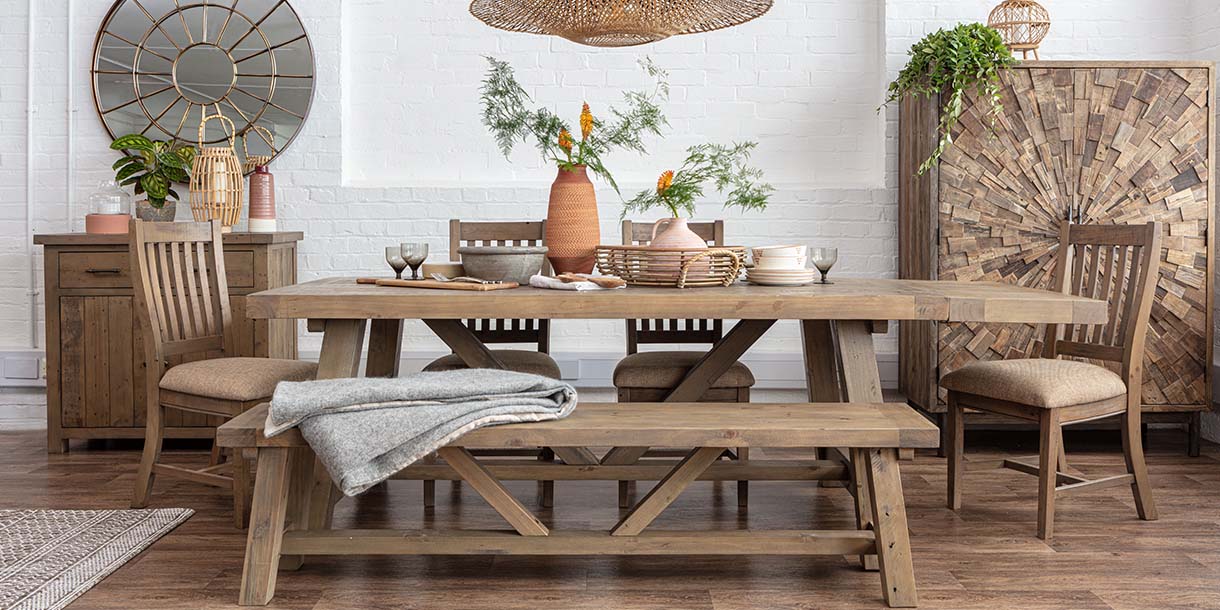 Farringdon Reclaimed Wood Trestle Table and Chairs