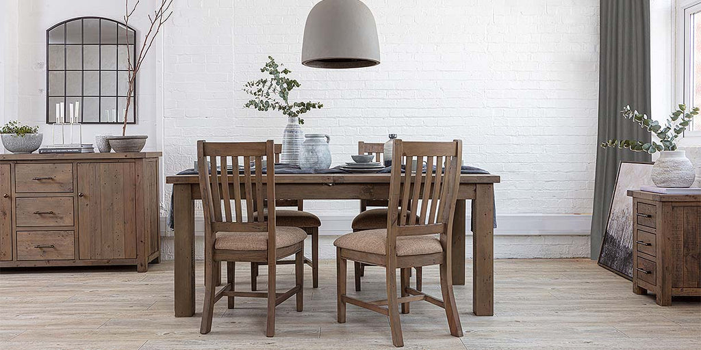 Farringdon reclaimed wood extendable table and wooden chairs