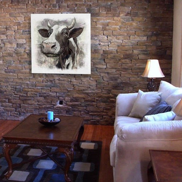 Cow portrait canvas painting contemporary modern art