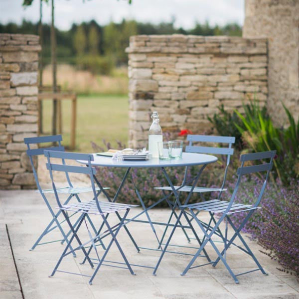 Garden Bistro Set Table and four Chairs in Sky Blue