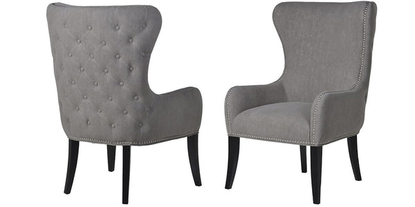 Dame Grey Studded Button Back Chair